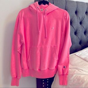 Bright pink Champion hoodie sweater size small